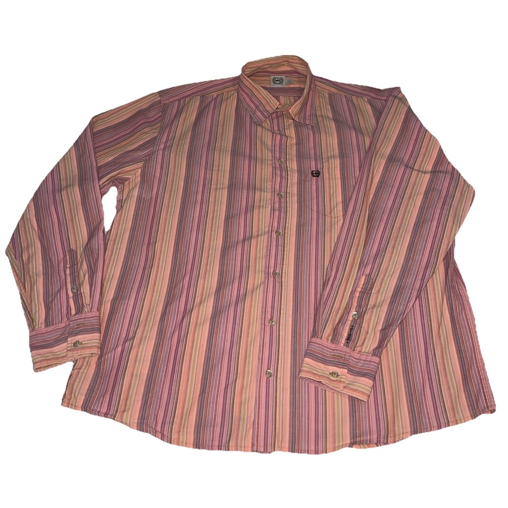 Cinch XXL Long Sleeve Collar Stripe Shirt Western Farm Ranch Work Wear